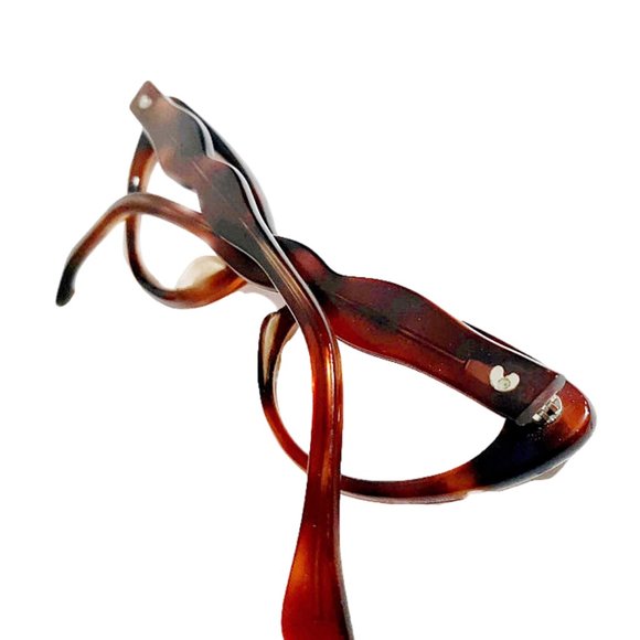 True Vintage 1950s Brown Tortoise Shell Plastic Cat Eye Glasses Fancy Sides MCM - Picture 4 of 5